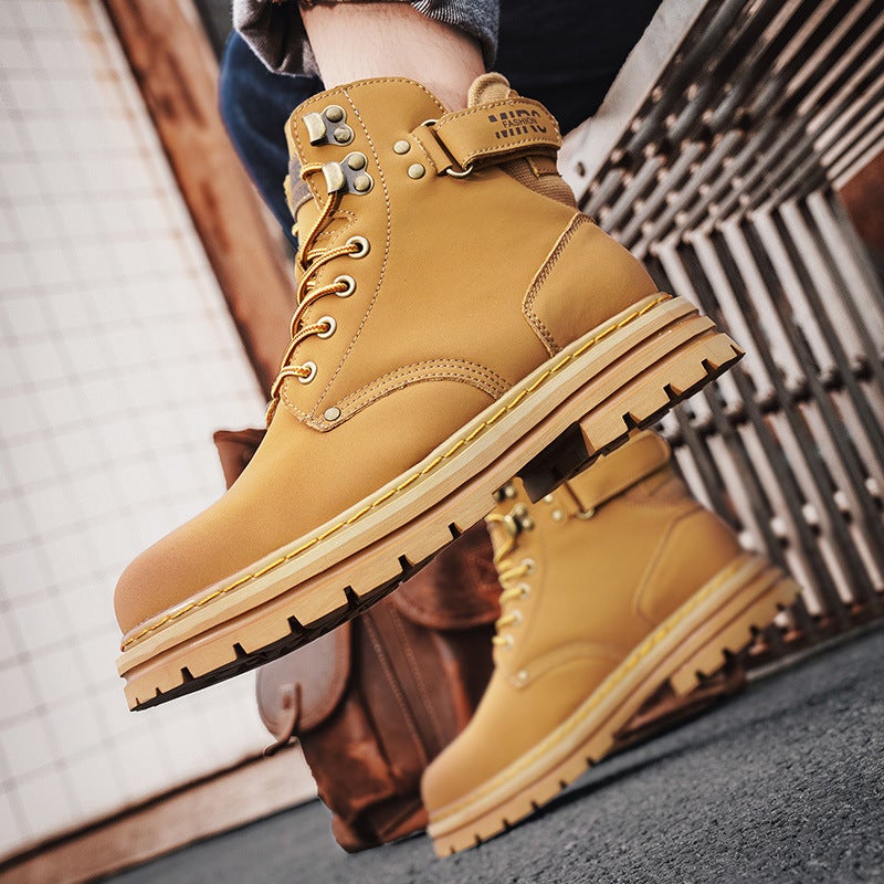 Workwear Boots Lovers Leather Big Head Leather Shoes Rhubarb Boots High Top Shoes Men'S Shoes British Casual Shoes - Image 4